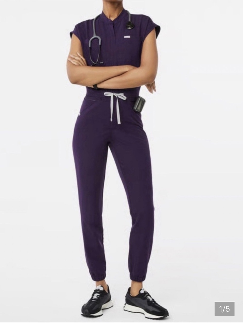 Figs Rafaella Cargo Scrub Joggers in Deep Purple
